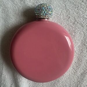 Pink Round Decorative Flask with Rhinestone Cap With Gift